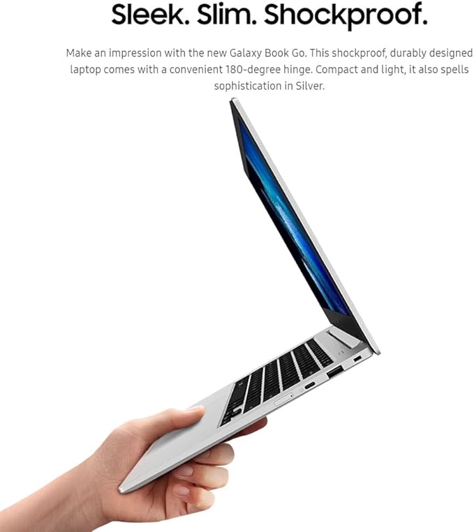 Samsung Galaxy Book Go 5G Laptop (256GB, 8GB RAM, Wi-Fi + 5G / 4G LTE) 14.0" Snapdragon 8cx Gen 2, GSM Unlocked Windows 11 Cellular Notebook w/ 180-Degree Hinge (Silver) (Renewed)
