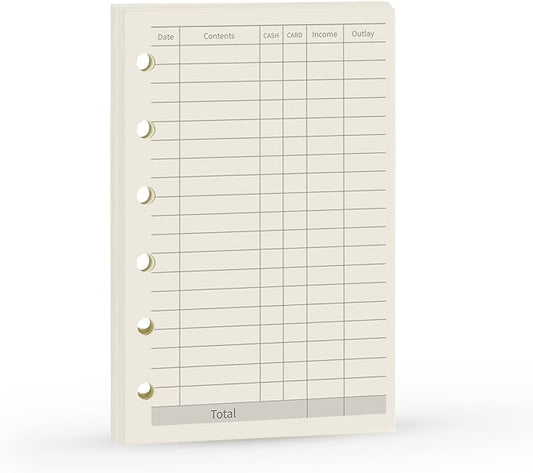 A7 Planner Refill, A7 Agenda Refill Paper Finance Records for 6 Rings Filofax, Accounting Design Inserts, 6 Holes/100gsm,Pocket Size 4.84 x 3.23'', Harphia