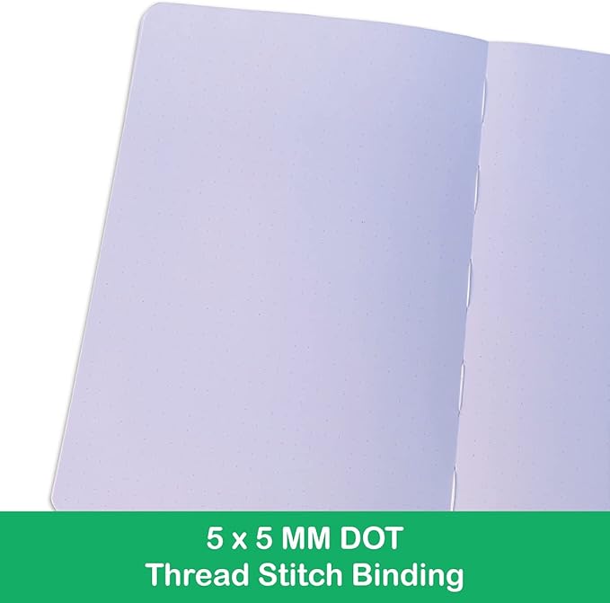 BUKE Dotted Notebook Journal 180GSM Bamboo Thick White Paper 160 Pages 5 * 5MM Dot Grid, Lay Flat Binding,Colored Silver Edges, Bookmarks and Expandable Back Pocket (BKP-5)