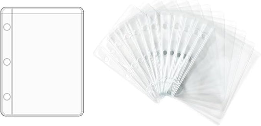 NatSumeBasics 12 Mini Binder Pockets Clear Card Holder A9 Binder Inserts PVC Cash Budget Envelopes for 3 Ring Binder Sheet Protectors Organize Photos Cards Bills (Mini, Clear)