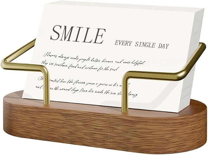 Wood Business Card Holder Desk, Creative wooden business card display stand, Office Essentials, Minimalist Office Decor (Walnut 1pack)
