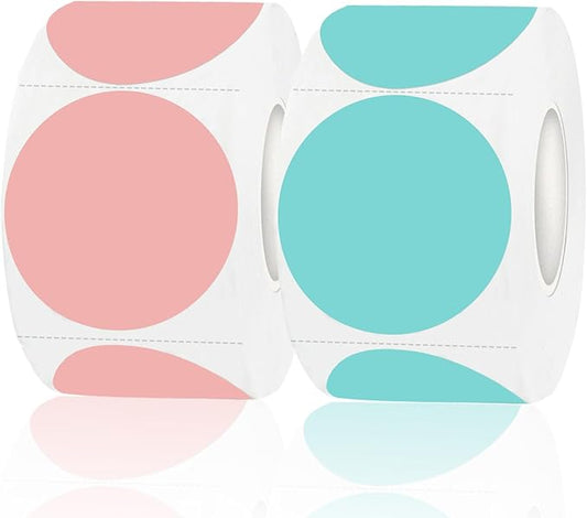 STARLIBOO Colored Dot Stickers, 1.5 inch Garage Sale Stickers, 1000Pcs Adhesive Circle Price Tags Sticker, Writable Not Blurry for Yard Sale (Pink+Blue/2Rolls)