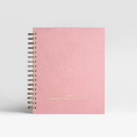 Christian Planner 2026 Daily Planner - Faith Based Monthly and Weekly Planner, Vision Board, and Habit Tracker - 2026 Calendar, Personal Organizer and Devotional Journal (Spiral, Dust Pink)