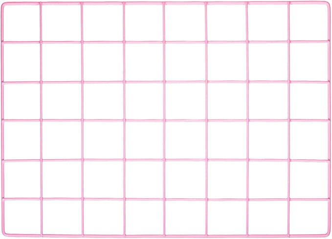YOKIVE Iron Wire Grid Panel, Decorative Panels Board | Photo Pictures Display Holders Hanging Frame for Home Office (Pink, 16"x12")