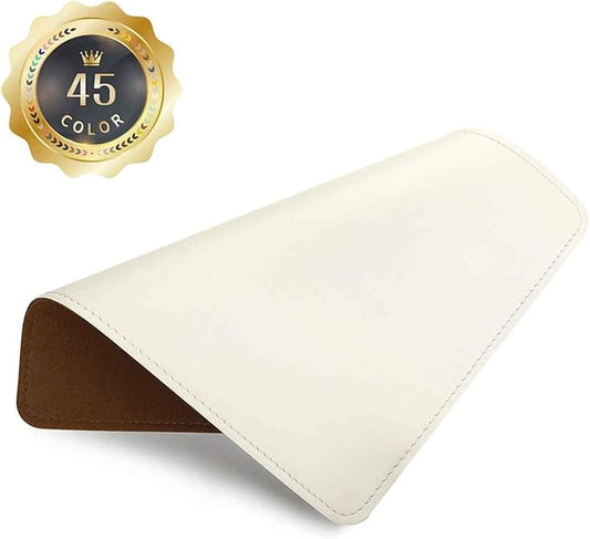 Mouse Pad, PU Mouse Pad，Leather Mouse Pad with Stitched Edge Micro-Fiber Base with Non-Slip Waterproof，Mouse Pad for Computers，Laptop, 8x11Inch (White)