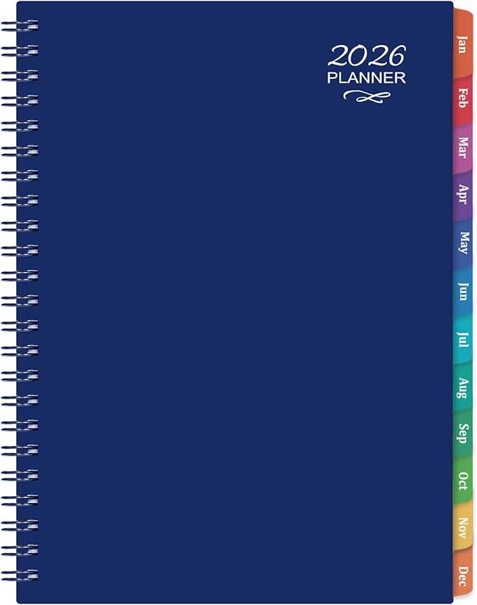 2026 Planner - 2026 Planner Weekly and Monthly, JAN 2026 - DEC 2026, 6" x 8.4", Calendar Planner with Premium Paper, Twin-wire Binding, Waterproof Cover, Coloful Tabs, Blue