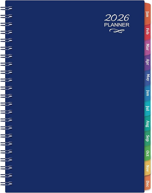 2026 Planner - 2026 Planner Weekly and Monthly, JAN 2026 - DEC 2026, 6" x 8.4", Calendar Planner with Premium Paper, Twin-wire Binding, Waterproof Cover, Coloful Tabs, Blue