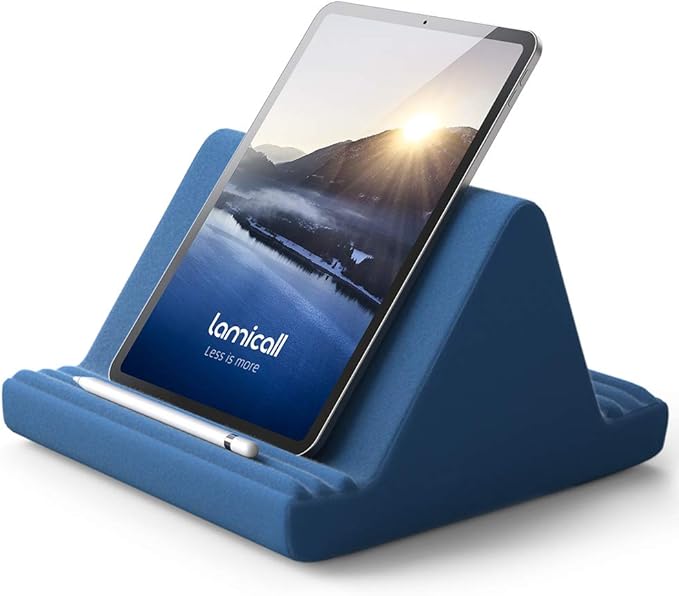 Lamicall Tablet Pillow Stand, Pillow Soft Pad for Lap - Tablet Holder Dock for Bed with 6 Viewing Angles, for iPad Pro 9.7, 10.5, 11, 12.9 Air Mini 4 3, Kindle, Galaxy Tab, E-Reader, Royal Blue