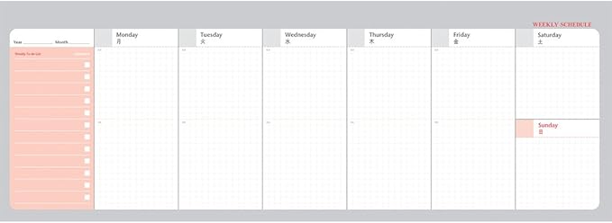 PAPERIAN Brilliant Weekly Scheduler - Wirebound Undated Weekly Planner Pad Scheduler (Red)