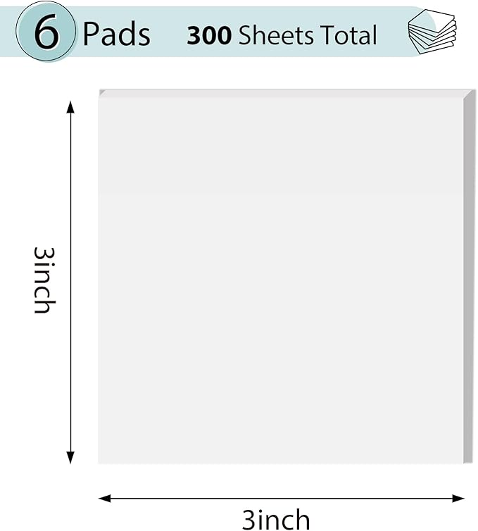 Transparent Sticky Notes - 3x3 inch Clear, Waterproof Translucent Notes for Annotation - 300 Sheets (Pack of 2)
