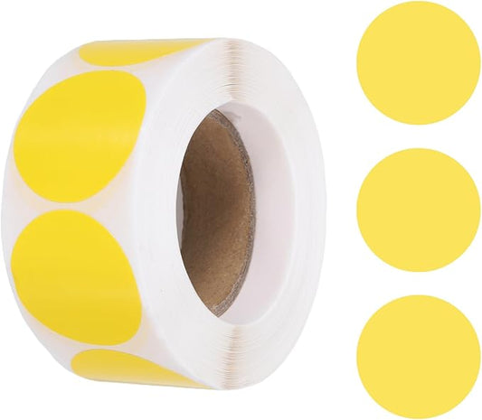 uxcell 500pcs Yellow Round Stickers Roll 1 Inch Self-Adhesive Stickers Coding Label Removable for DIY Crafts Homework, Office, Shop, Home, Classroom Marking