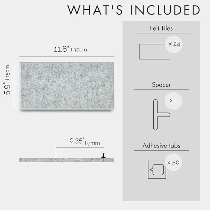 Large Bulletin Board 48x36- Office Wall Organizer to Replace Your Old Cork Boards for Walls for Office Decor -24-Pack Felt Wall Tiles for Home Office Decor as Photo Board (Marble)