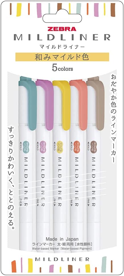 ZEBRA WKT7-5C-RC-N Highlighter, Mildliner, Warm Color, RC5 Colors