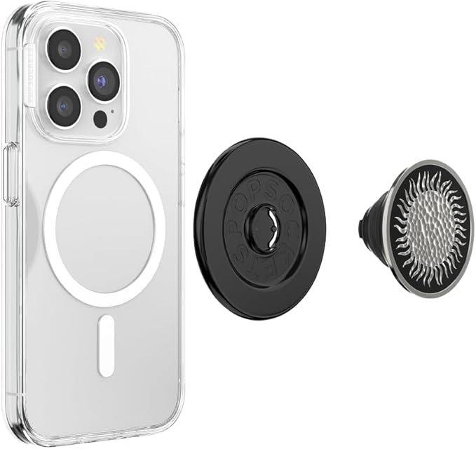 PopSockets Phone Grip for MagSafe, Magnetic Holder, Phone Stand, Black - Hammered Sun Black