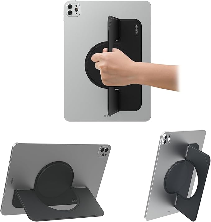 Nillkin Flexwing Adhesive Tablet Stand, 0.14 inch Invisible Slim iPad Holder, Stepless Adjustable Stand, Built-in Back Magnets, Compatible with Tablets Up to 10.4-13.2 inch, Black