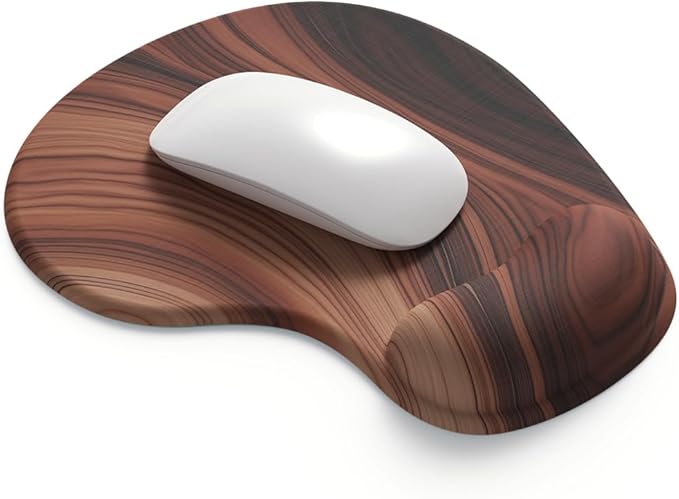 Office Mousepad with Gel Wrist Support - Ergonomic Gaming Desktop Mouse Pad Wrist Rest - Design Gamepad Mat Rubber Base for Laptop Computer -Silicone Non-Slip Special-Textured Surface (12Walnut)