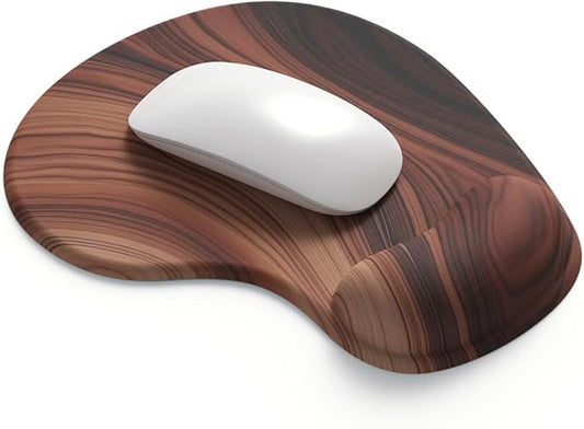 Office Mousepad with Gel Wrist Support - Ergonomic Gaming Desktop Mouse Pad Wrist Rest - Design Gamepad Mat Rubber Base for Laptop Computer -Silicone Non-Slip Special-Textured Surface (12Walnut)