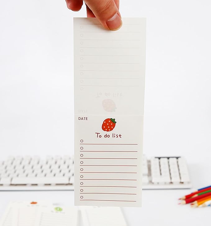 8 pack Cute Patter to Do List Notepads, to Do List Note pad, Cute Fruit Pattern to Do List Planner, to Do List Memo Stationery for Home Office Supplies, 400 sheets/ 2.75 x 3.94 inch