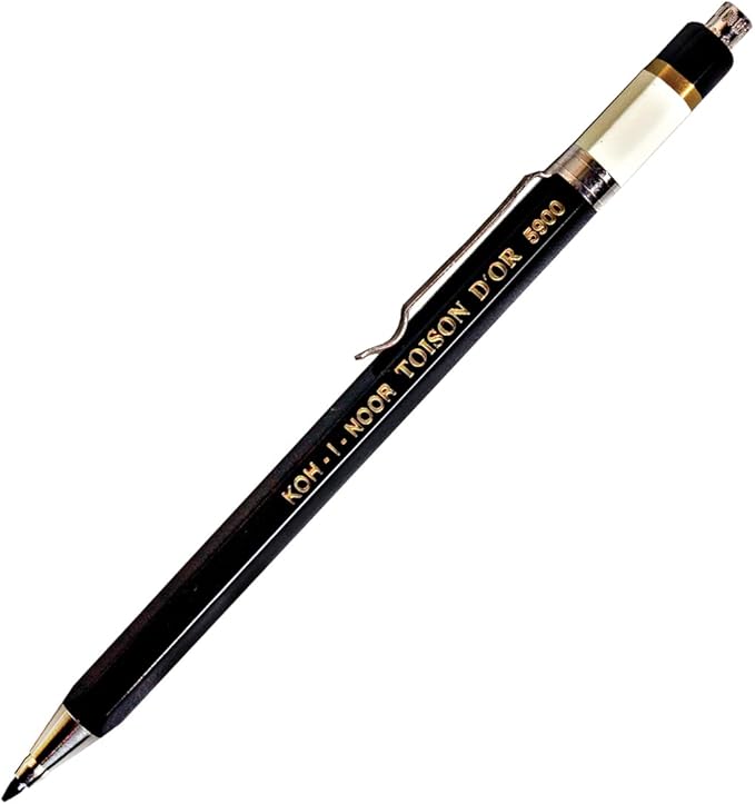 Koh-I-Noor Toison d'Or Lead Holder with Clip, 2mm x 120mm Lead, Black, 1 Each (5900CN1005KK)