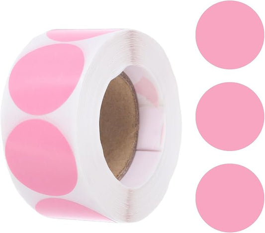uxcell 500pcs Pink Round Stickers Roll 1 Inch Self-Adhesive Stickers Coding Label Removable for DIY Crafts Homework, Office, Shop, Home, Classroom Marking