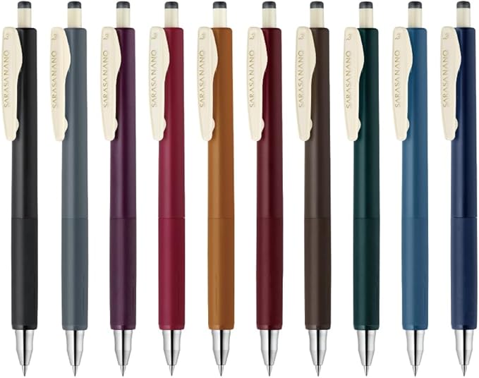 Zebra P-JJH72-VI10C-AZ Sarasa Nano Gel Ballpoint Pen Vintage Color 0.3mm Set of 10 Colors