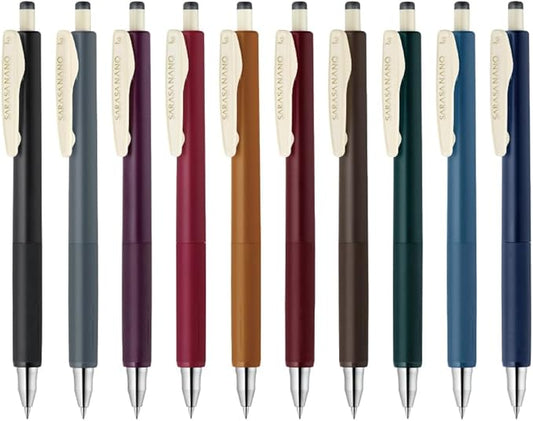Zebra P-JJH72-VI10C-AZ Sarasa Nano Gel Ballpoint Pen Vintage Color 0.3mm Set of 10 Colors