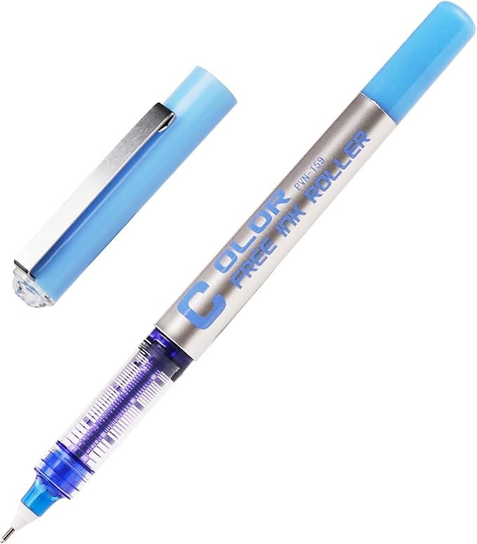 EYEYE 0.5mm Blue Pens Needle Tip, 12 Pack Rollerball Pen Extra Fine Point Quick Dry, Blue Liquid Ink Pens Fine Point Smooth Writing Pen for Journaling, Note Taking, Office, School Supplies