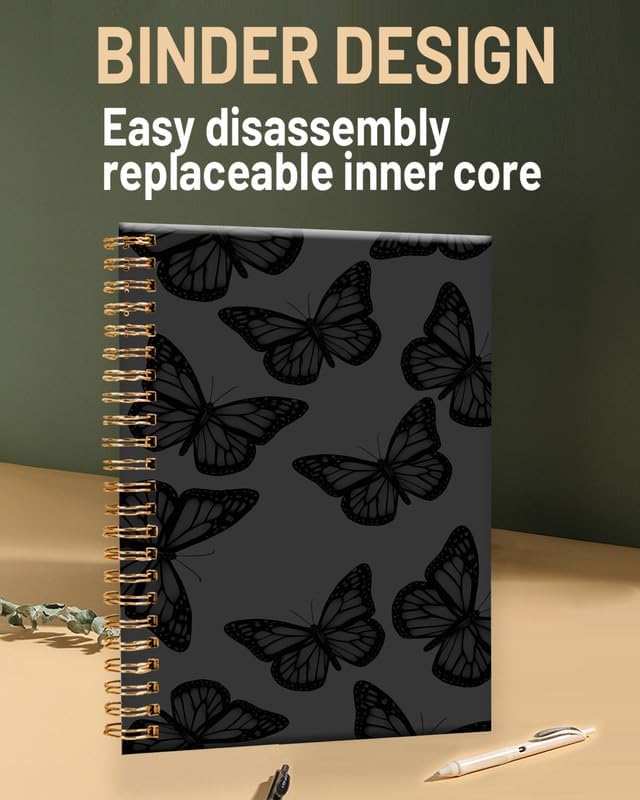 Spiral Journal Notebook for Women,A5 College Ruled Notebooks 6"x 8.4", 120 Pages (60 Sheets) Lined Journal with Premium Thick Paper,Perfect for School Office Home(Blue Butterfly)