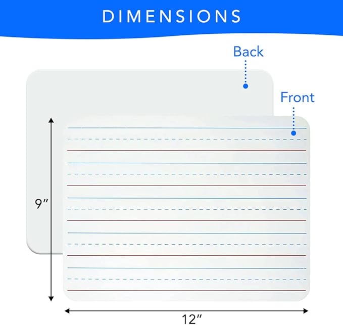 Small White Dry Erase Board for Kids 6pk. Double Sided Lapboard Mini Ideal Dry Erase Board Perfect for Homeschool Supplies, Office, Classroom