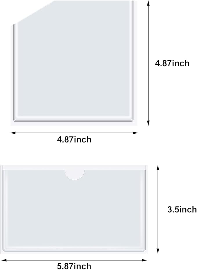 Junkin 20 Pcs Adhesive Pockets for Planners Index Card Pockets Planner Accessories Folder Self Sticky Clear Ideal Holder Top Open Add Storage Space to Notebooks Journal Office School Vinyl, 2 Styles