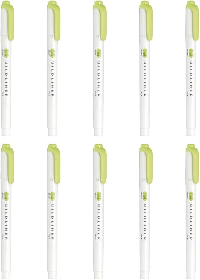 Zebra B-WKT7-MCG Highlighter, Mild Liner, Mild Citrus Green, 10 Pieces