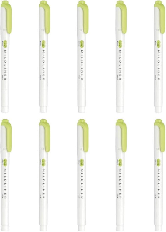 Zebra B-WKT7-MCG Highlighter, Mild Liner, Mild Citrus Green, 10 Pieces