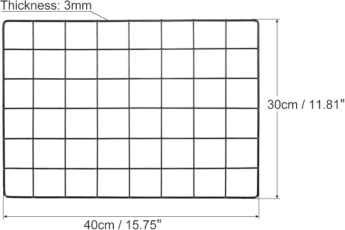 PATIKIL 16"x12" Wire Grid Panel, 1 Pack Wall Grid Decorative Panels Board Photo Pictures Display Decor Hanging Organizer for Home Office, Black