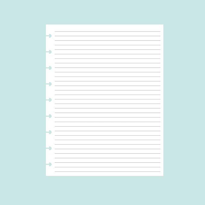 9 Disc Pre-Punched Happy Planner Inserts, Discbound Lined Refills Paper, 100 Sheets (200 Pages), Loose Leaf, White, Classic Size, 7 x 9.25 Inch