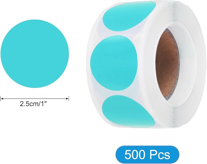uxcell 500pcs Light Blue Round Stickers Roll 1 Inch Self-Adhesive Stickers Coding Label Removable for DIY Crafts Homework, Office, Shop, Home, Classroom Marking