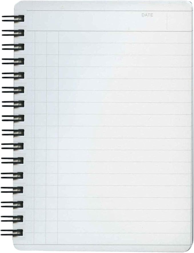 Maruman Mnemosyne Lined Memo Pad- A6, 5.83" x 4.49", 80 Sheets / 160 Pages, 7mm Special Ruled Notebook, Perforated Pages & Wire-Bound to Lay Flat, Black, Made in Japan