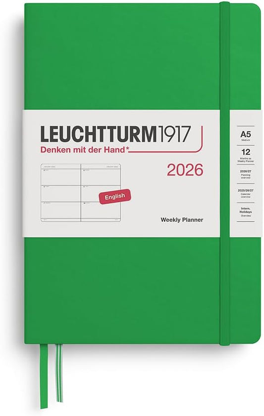 LEUCHTTURM1917 - Weekly Planner 2026, Hardcover, Medium (A5), Spring Leaf (Jan 1 - Dec 31, 2026)