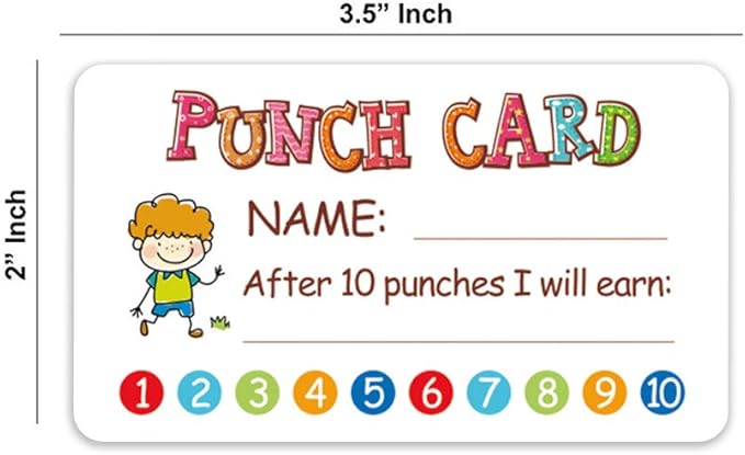 Punch Card, 100pcs Reward Incentive Card for Teacher, Behavior Chart for Kids, Homeschool Classroom Supplies for Motivation