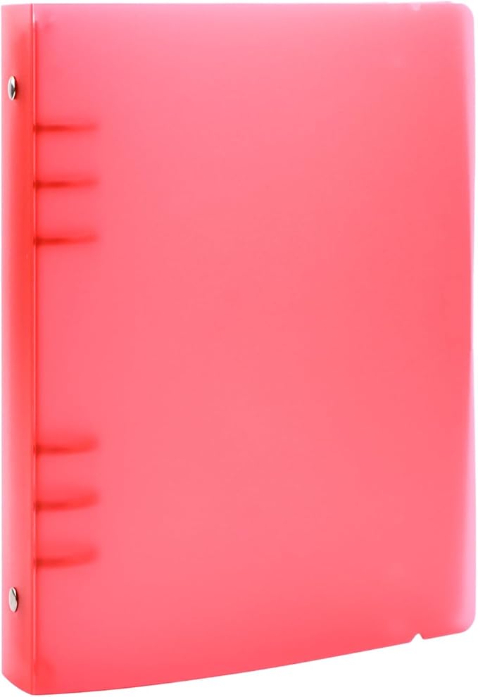 A5 6 Ring Binder Cover with Snap Button Closure Loose Leaf Folders Journal Notebook File Shell Protector for 6 Hole Planner Pages Refill Insert DIY Scrapbooking Stamp & Die Storage (Red)