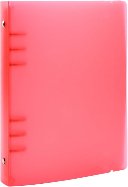 A5 6 Ring Binder Cover with Snap Button Closure Loose Leaf Folders Journal Notebook File Shell Protector for 6 Hole Planner Pages Refill Insert DIY Scrapbooking Stamp & Die Storage (Red)