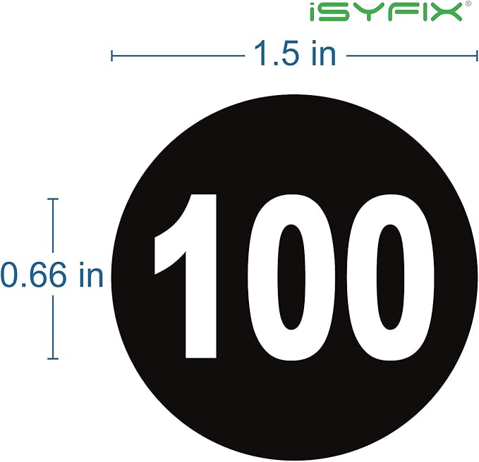iSYFIX Black Consecutive Number Stickers – 1 to 100, 1.5-inch, 1 set – Vinyl Self Adhesive Premium Decal, Ideal for Inventory, Storage, Organizing, Boxes, Bins, Toolbox, Lockers & More, Indoor/Outdoor
