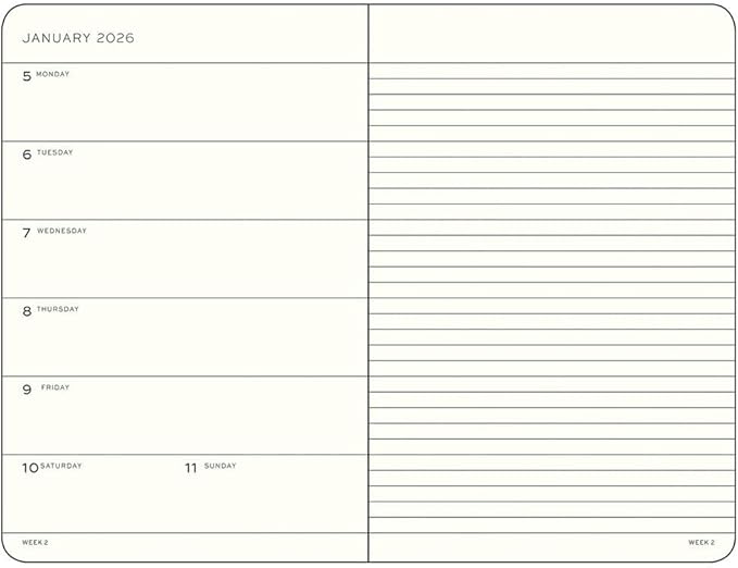 LEUCHTTURM1917 - Weekly Planner & Notebook 2026, Softcover, Paperback (B6+), Ruled, Rising Sun (Jan 1 - Dec 31, 2026)