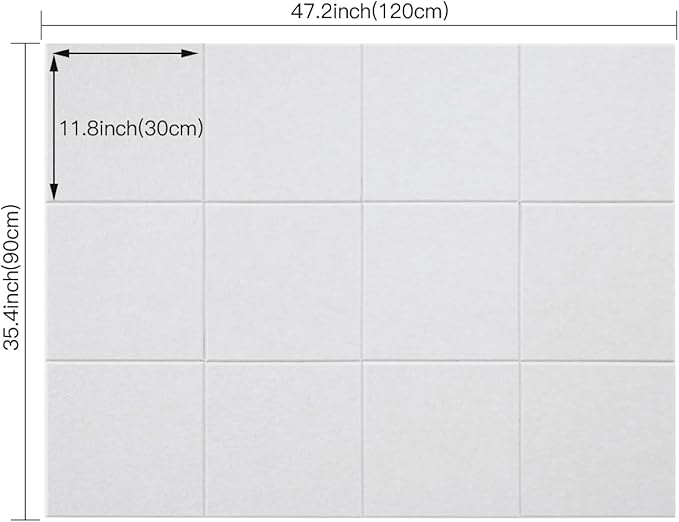 Large Cork Board Alternative, 11.8''x11.8'' 12 Pack Felt Bulletin Board with Safe Removable Adhesive Tabs, Connectable Felt Wall Tiles Bulletin Boards Cork Boards for Walls Pin Board Tack Board-White