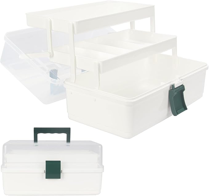 WEWLINE 13-Inch Art Box Organizer 3-Layer Craft Storage Organizer Sewing Kit Box with Handle Art Bin for Home,School,Office,Travel