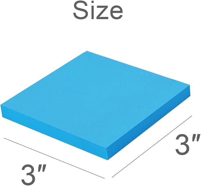 Sticky Notes 3x3 Inches,Bright Colors Self-Stick Pads, Easy to Post for Home, Office, Notebook, 16 Pads/Pack