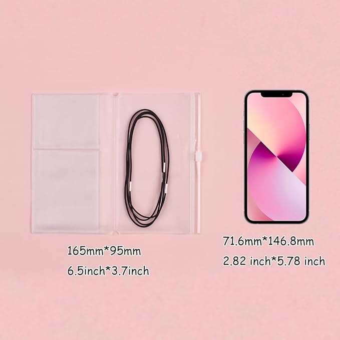Clear Zipper Pocket for Travelers Notebook, 4 Insert Personal Size Pouch Refill with 4 Elastic Bands for TN Accessories Paper Card Holder