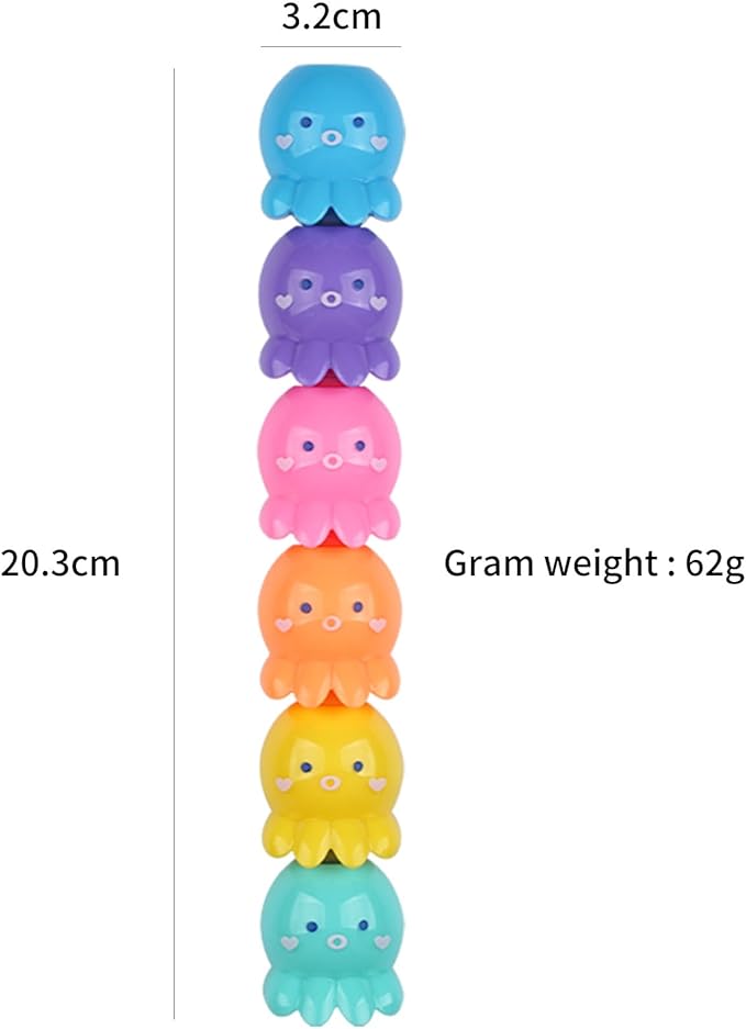 Set of 5 Octopus Color Highlighter Markers with 1 Blue Cap, Highlighter Pens for Office.