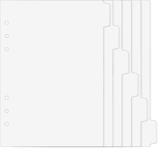 6 Pcs A5 Binder Dividers, 6 Holes Clear Binder Divider Index with Tabs Insertable Plastic Index Divider Sheets 6 Rings Planner Divider Index Page for Binder Notebook Journal Diary Memo Notepad