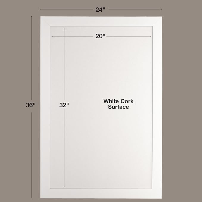 Excello Global Products 24" x 36" White Wood Frame White Corkboard