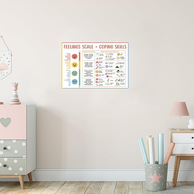 Feelings Chart For Kids Mental Health Posters Help Students Understand Emotions Poster Calming Corner Special Education Classroom Decor Prints Preschool Classroom Supplies Unframed 12x16in